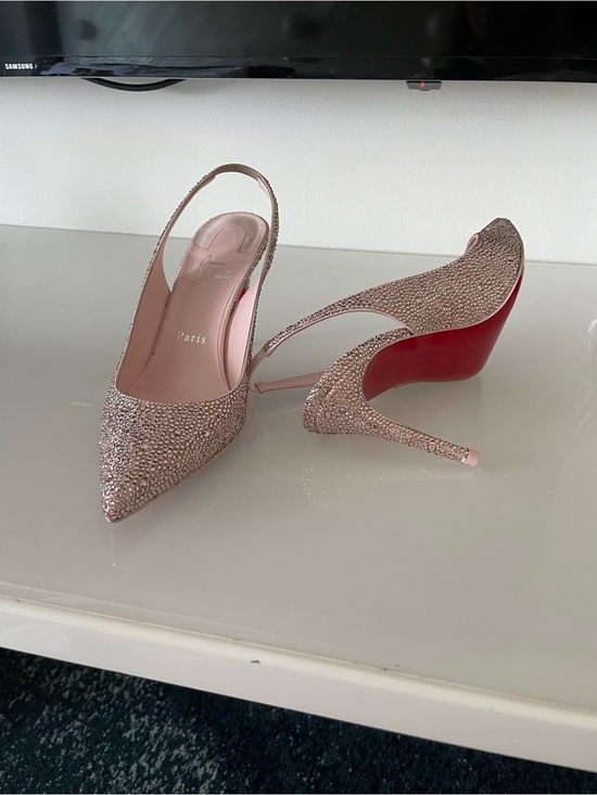 Christian Louboutin Shoes - Christian Louboutin Blush Crystal Slingback Pumps with Signature Red Sole